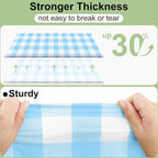 4 Packs Buffalo Disposable Table Cloth, 54 x 108 Inch Waterproof Plastic Tablecloth, Rectangle Baby Blue and White Checkered Table Covers for Picnic, Birthday, Party, Back to School