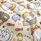 Kawaii Cat Comforter Queen,Kawaii Animals Comforter Set for Kids Teens Girls,3Pcs Bedding Set Printed Comforter with 2 Pillowcases,Down Alternative,Soft and Lightweight，Queen Size