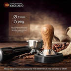 KYONANO Espresso Tamper 51mm - Coffee Tamper with Dalbergia Odorifera Handle - Espresso Press Hand Tamp PLUS Free Milk Frothing Pitcher 12oz/350ml, Silicone Tamper Mat - Fits 51mm Delonghi Portafilter