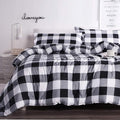 Andency Black Plaid Comforter Set Full Size (79x90 Inch), 3 Pieces (1 Gingham Comforter and 2 Pillowcases), Summer Lightweight Microfiber Buffalo Check Down Alternative Comforter Set