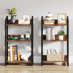 3 Tier Bookshelf: Small Modern Industrial Bookshelves for Bedroom, Short Bookcase Book Shelf for Small Spaces (Rustic Brown)