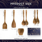 Wooden Spoons for Cooking, 7-Piece Acacia Wood Utensil Gift Set | Spoons and spatulas stir, mix, flip and serve; gift-ready box makes it ideal for housewarmings, weddings and new kitchens.