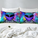 Erosebridal Trippy Alien Comforter Set Twin, Boho Tie Dye Bedding Sets for Kids Teens Adult Galaxy Outer Space Down Comforter Psychedelic Hippie Skull Duvet Sets 2 Pieces with 1 Pillow Case