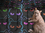 Sunnycitron Cartoon Cat Bedding Cute Cat Comforter Twin Black Cat Comforter set Gradient Line Cat Quilt 3D Neon Cat Bed set Black Cat Bedding set for Teens Kids Boys Girls Adults