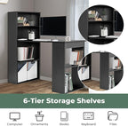 Computer Desk with Shelves, Black