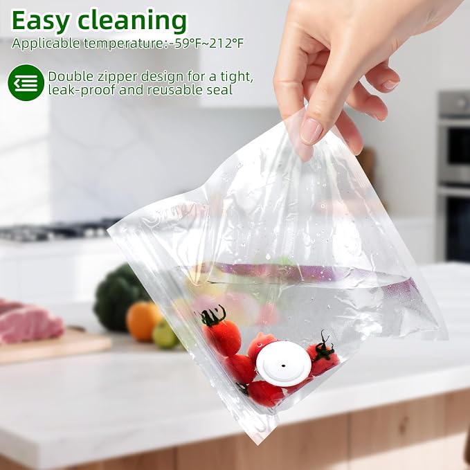 30-Piece Pack of Vacuum Sealer Bags with Air Valves (Food Grade) Reusable Vacuum Sealer Bags for Food (10 Large + 10 Medium + 10 Small) BPA-Free–Odor-Resistant