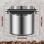 4.3Inch Coffee Knock Box, Stainless Steel Espresso Knock Box,Non Slip Beveled Coffee Ground Bin Large Espresso Dump Bin with Removable Knock Bar