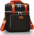 GLENKEY Expandable Lunch Box Cooler Bag - Insulated Soft Lunch Bag for Men Women - Large Lunchbox for Adults Work Camping Outdoor Travel Black Brown 16L