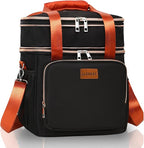 GLENKEY Expandable Lunch Box Cooler Bag - Insulated Soft Lunch Bag for Men Women - Large Lunchbox for Adults Work Camping Outdoor Travel Black Brown 16L