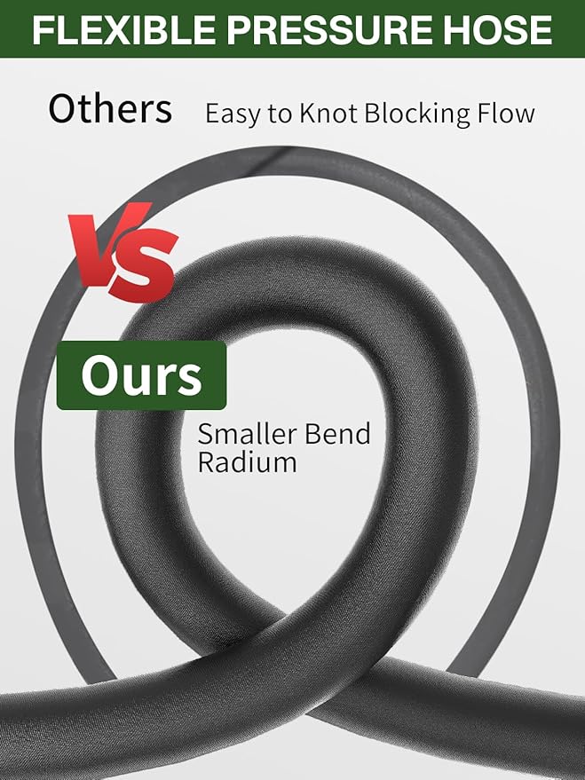 3/8" 4800PSI Pressure Washer Hose 125FT with Swivel Quick Connect for Cold/Hot Water Max 248°F, Kink Resistant Steel Wire Braided, Wear Resistant Power Washer Hose with M22 14mm Adapter