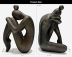 Unique Decorative Girl Thinker Bookends, Book Stopper Holder Nonskid, Book Ends for Shelves Living Room Office Home Decor, Resin, 1Pair/2Piece 6.5''