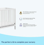 Graco Teddi 4-in-1 Convertible Mini Crib with Bonus Water-Resistant Mattress (White) – GREENGUARD Gold Certified, 2.75-Inch Mattress Included, Convenient Size, Easy 30-Minute Assembly