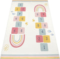 Topotdor Rainbow Sky Hopscotch Game Rugs,Kids Play Area Rugs Soft Floor Carpet for Bedroom Playroom Nursery,Great Gift for Girls & Boys,47" x 71"