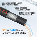 Pressure Washer Hose 125FT, 4800PSI High Tensile Wire Braid Kink Resistant Power Washer Extension Hose, 3/8" Flexible Replacement Hose with 3/8 Quick Connect