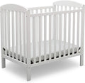 Delta Children Emery Mini Convertible Baby Crib with 2.75-inch Mattress, Bianca White