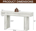 Rresyet 63 Inch Long Console Table, Sofa Table Behind Sofa, Wooden Entryway Table, Farmhouse Entryway Table for Entry, Hallway, Living Room (White)