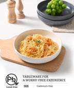 famiware Milkyway 33 oz Bowl Set, Pasta Bowls Set of 4, Salad Bowls, Double Reactive Glaze, Sturdy & Stackable, Ideal for Housewarming, Festivals, Dark Charcoal & White Full Glaze Matte
