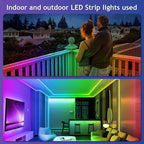 500ft Outdoor LED Strip Lights Waterproof,IP68 Outside Led Light Strips Waterproof with App and Remote,Music Sync RGB Exterior Led Rope Lights with Self Adhesive Back for Deck,Balcony,Pool