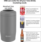 Morefeel 4-in-1 Insulated Can Cooler for 12 oz Cans & Bottles | 304 Stainless Steel Can Holder Fits 12 Oz Slim Cans, Standard Cans, Beer Bottles & Works as A Open Cup; Dishwasher Safe