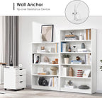 Farini White Bookshelf for Bedroom 5 Shelf Office Bookcase 60 Inches Tall Modern Wood Bookshelf for Living Room 5 Tier Wide Manga Bookshelf Library Bookcase