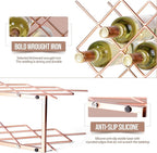 Countertop Wine Rack - 10 Bottle Freestanding Modern Rose Gold Metal Small Wine Rack - Tabletop Wine Holder Stand for Cabinet, Pantry, Wine Bottle Storage…