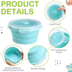 4 Pcs Collapsible Bowls with Lids Silicone Camping Food Storage Container Expandable Folding Salad Lunch Box Travel Container for Hiking Camping