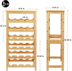 Wine Rack Free Standing Floor, 6-Tier 24 Bottles Display Wine Storage Shelves with Table Top, Easy-Assembly Freestanding Bamboo Wine Racks for Kitchen Dining Room Bar, Natural