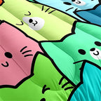 Cat Twin Comforter Set for Bedroom - 2Pcs Lovely Kitten Print Twin Bedding Set Cute Cat Patterns for Girls Boys Kids Warm Soft Breathable Cat Comforter with 1 Pillowcase for All Season, Twin Size
