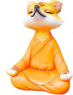 Meditating Buddha Fox Statue Resin Zen Animal Sculpture Yoga Figurine Indoor Outdoor Fengshui Decor for Patio Garden Yard Lawn Tabletop Planter Ponds Pot Bookshelf Ornaments Gifts Orange