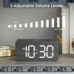 uscce Wooden Digital Alarm Clocks for Bedrooms: Dimmable Dual Alarm Clock with Large Numbers for Bedside Desk - Loud Alarm for Heavy Sleepers with Volume Control - Wood Decor & Gifts
