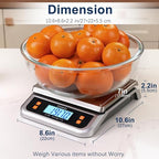 ATOGOU 66lb Food Scale, Commercial Kitchen Scale Plug-in Usable with Full View LCD Display, Stainless Steel, for Baking, Bread, Cooking, Meat, Vegetables, Farm, Industry LC200 Silver