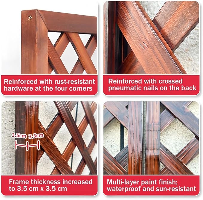 Zfmnoyev Outside Wooden Decorative Fences, Courtyard Edge Fence Board, Decorative Garden Trellis for Climbing Plants, Standing Decorative Privacy Fence Panels for Deck Patio Balcony(50x150cm)