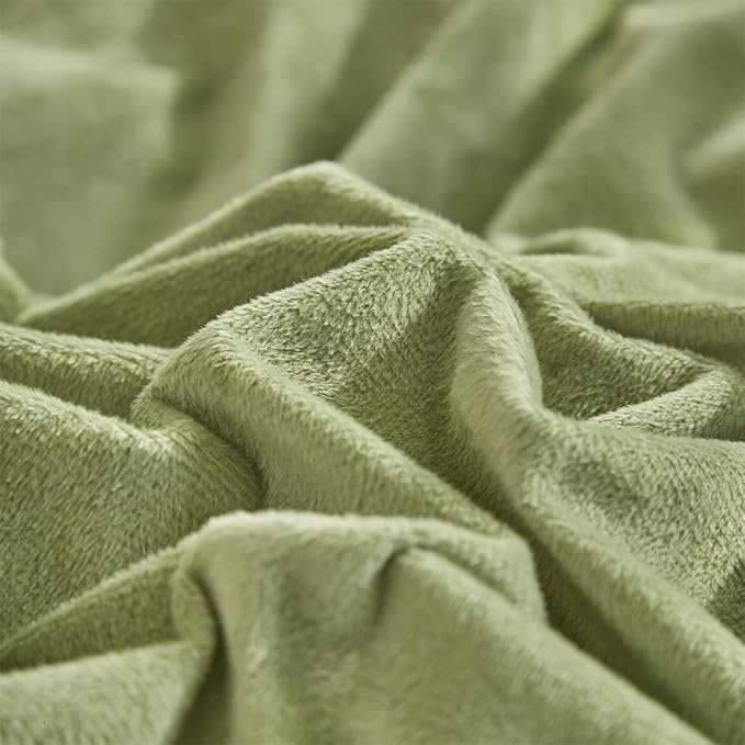 Sage Velvet Comforter Sets Solid Sage Green Flannel Bedding Set 3 Pieces Comforter Set Twin Size Sage Green Velvet Blanket Warm Winter Bedding Set(Sage Velvet, Twin(68'' 90''))