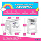 Delxo Folding Step Stool,11 Inch Non-Slip Foldable Step Stools for Kids and Adults,Portable Foldable Step Stool Lightweight Small Folding Stool with Handle for Kitchen Bathroom in White,1 Pack