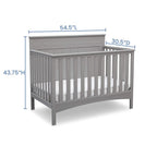 Delta Children Fancy 4-in-1 Crib, Grey + Serta Perfect Slumber Dual Sided Recycled Fiber Core Crib and Toddler Mattress (Bundle)