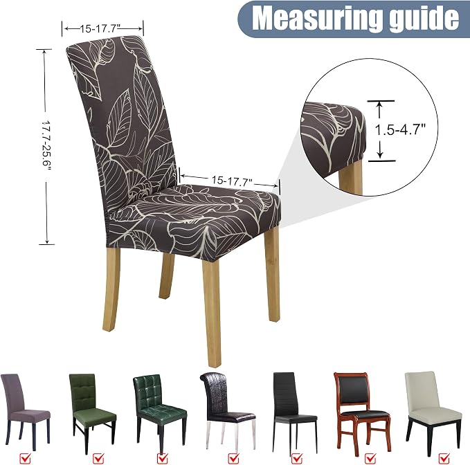 Dining Chair Covers, Stretch Seat Covers, Washable Furniture Protector | 4 Pack, Washable, Stretch Fit, Soft, Non Slip, Dining Chair Covers, Seat Protector, Furniture Cover,Easy Clean