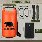 Foilswirl 1 Set Bear Food Bag for Camping Ultralight Food Hanging System Includes Waterproof Bear Bag, Nylon Ropes, Hooks for Camping Backpacking