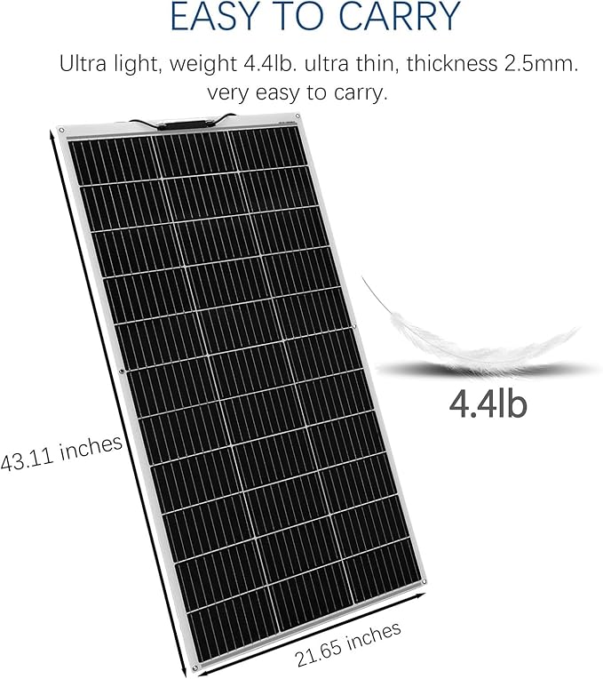 Flexible Solar Panel kit 200W 12V，2PCS 105W monocrystalline Solar Panel,20A Charge Controller,Extension Cable，Y-Type Connector for Off Grid RV, Boat,Cabin,Home Uneven Surfaces (200W Solar KIT White)