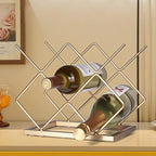 Countertop Wine Rack - 5 Bottle Freestanding Modern Gold Metal Small Wine Rack - Tabletop Wine Holder Stand for Cabinet, Pantry, Wine Bottle Storage… (Large Size-Gold 5btl)