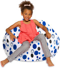 Posh Creations Bean Bag Chair for Kids, Teens, and Adults Includes Removable and Machine Washable Cover, Canvas Bubbles Blue and White, 38in - Large
