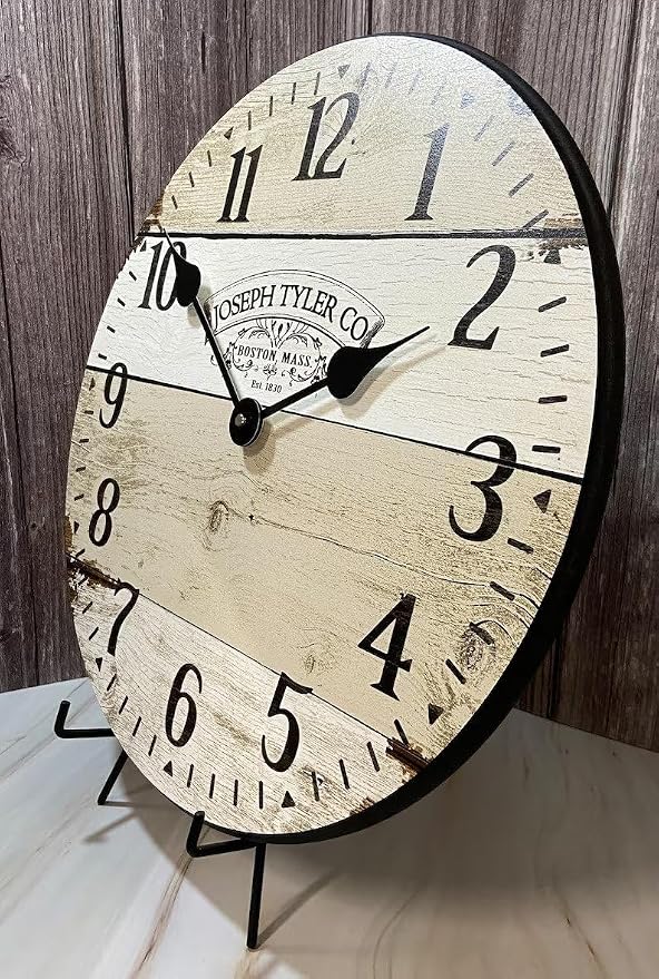 The Big Clock Store Vintage Barnwood Wall Clock | Handcrafted in USA | Silent Non-Ticking Mechanism | Beautiful Color | Rustic Decor for Living Room | Battery Operated (12-Inch)