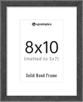 upsimples 8x10 Picture Frame, Natural Solid Wooden Picture Frames, Display 5x7 with Mat or 8 x 10 Without Mat, Wall or Tabletop, 1 Pack, Black