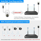 Hiseeu Security Cameras Wireless Outdoor System 5MP PTZ&Bullet Cameras IP66 Waterproof -Night Vision Motion Alert with 1TB Storage WiFi Security Camera No Monthly Fees
