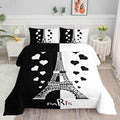 Datura home Kids Comforter Set Eiffel Tower Printed Pattern Bedding Set with 1 Comforter and 2 Pillowcases for Girls Boys Bedroom All Season(Tower1 Queen)