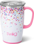 Swig Life 18oz Insulated Travel Mug with Handle & Lid, Confetti | Triple Insulated Stainless Steel - Handle & Lid Included - Keeps Coffee Hot or Cold - Cup Holder Friendly