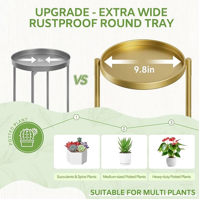 iDavosic.ly 5 Tier Large Plant Stand Indoor, 10 Inch Wide Tall Corner Metal Plant Stands Outdoor for Multiple Plants, Folding Tiered Flower Display Holder Rack Shelf, Gold
