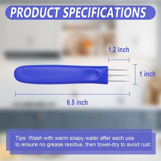 Sausage Pricker Tool, 6.5" Stainless Steel Meat Needle | Prevents sausage bursting,Sturdy food-grade steel,Safe, non-slip handle,Comes with storage case,Great for fresh & smoked.