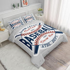Datura home Baseball Comforter Set Vintage Grey Baseball Printed Quilt Bedding Set with 1 Comforter and 2 Pillowcases for Boys and Girls Bedroom All Season(Baseball Twin)