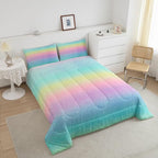 Erosebridal Blue Gradient Bedding Rainbow Tie Dye Bedding Comforter Sets for Kids Boys Girls Bedroom, Galaxy Glitter Comforter Set Pastel Watercolor Sparkle Quilt with 2 Pillowcases, Queen