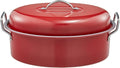 BRONYPRO Roasting Pan with Rack, 18-Inch Granite Roaster with Lid, 20 lb Capacity for Turkey, Chicken, and Vegetables, Red